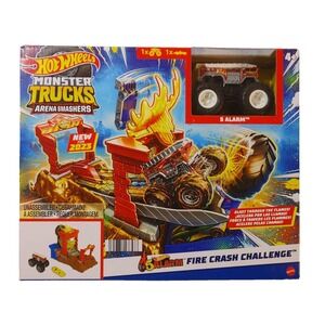 Hot Wheels Monster Trucks Arena Smashers 5 Alarm Fire Crash Challenge Car Set